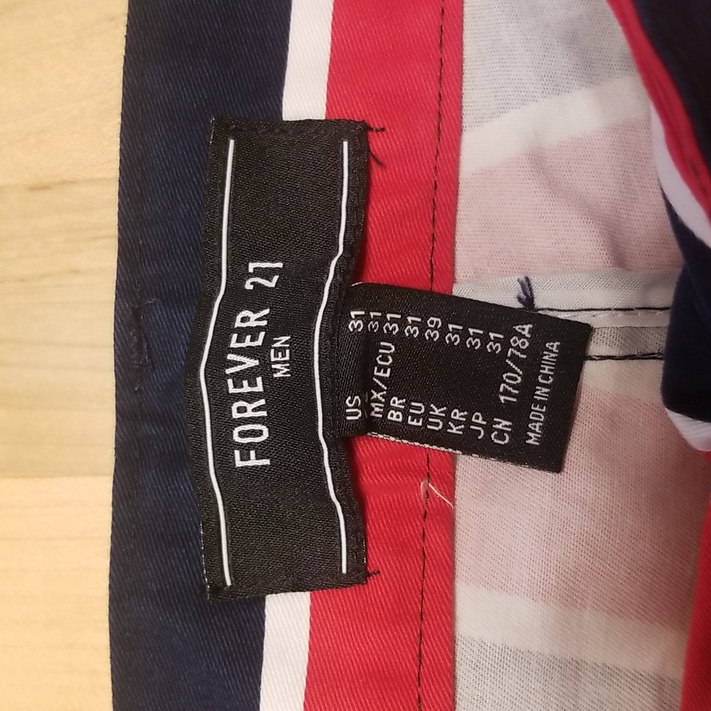 NWT Forever 21 Mens Bermudas Striped Red White & Navy, yellow - Picture 3 of 7